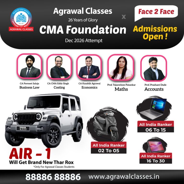 CMA Foundation - Face 2 Face + Hard Copy Notes - Agrawal Classes